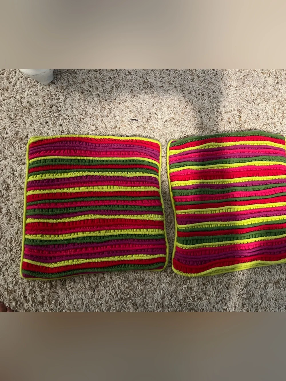 Crate & Barrel vintage Sangria/Picnic 12x12 decorative pillow covers -set of 2